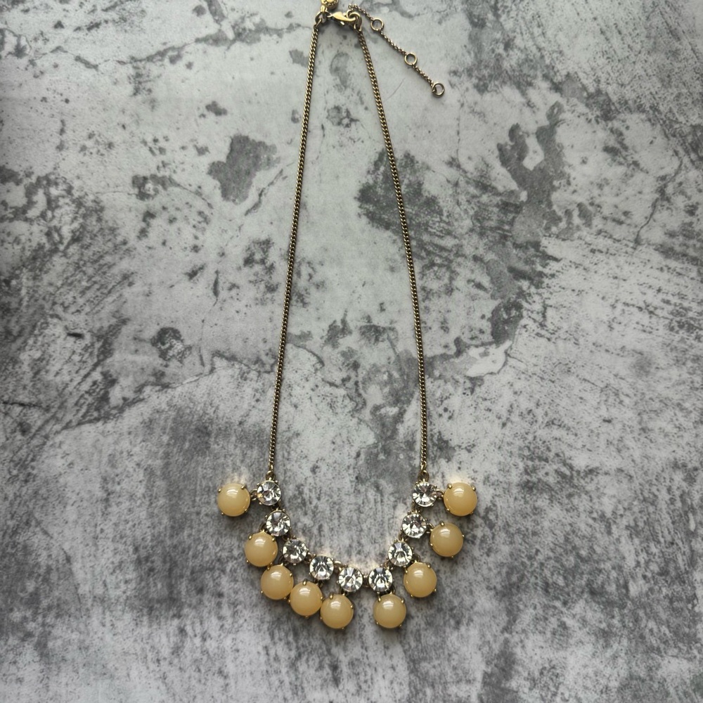 J. Crew Gold and Cream Necklace with Elegant Pendant Design
